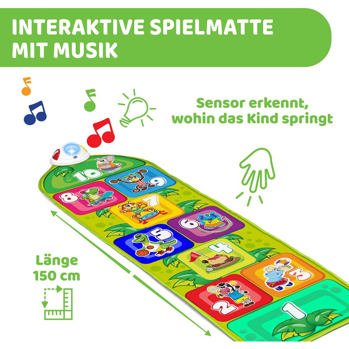 Електронний килимок для стрибків Chicco Jump & Fit, Інтерактивна гра зі світлом і звуком, Музичний килимок для дому, 2 режими гри,