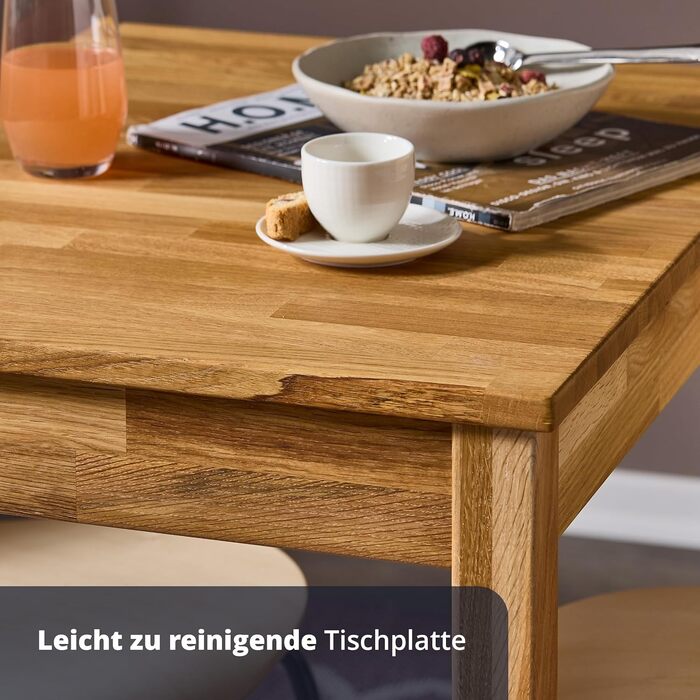 Обідній стіл KHG з масиву дуба 70x60 см - сільський стиль, прямий край, для 2-4 осіб, позачасовий дерев&39яний стіл, компактний, висота 75 см - маленький та міцний кухонний стіл 70 x 60 см, дуб