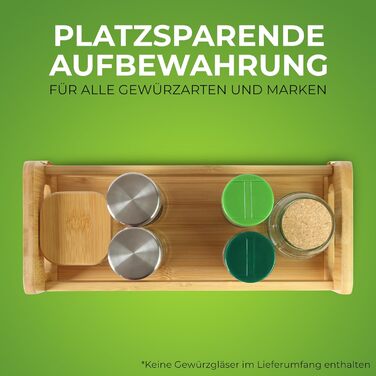 Бамбукова підставка для спецій для настінного або окремого використання, кухонна полиця з 2 місткими полицями, 28 x 28 x 11,5 см, підставка для спецій для зберігання контейнерів для спецій та трав (сучасна велика)