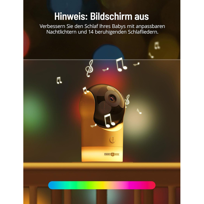 Радіоняня з 2 камерами, 5&39 WiFi Монітор з додатком, 2K UHD, нічне освітлення, виявлення руху/крику, моніторинг температури та во