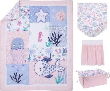 Комплект постільної білизни NoJo для дитячого ліжечка, лагуна русалки, рожевий, блакитний та білий
