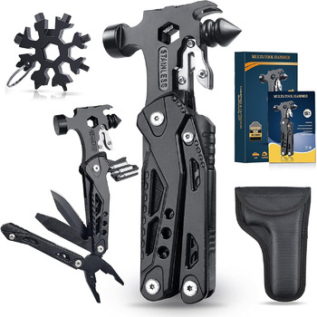 Подарунки для чоловіків, кишеньковий молоток 37 в 1 з набором багатофункціональних інструментів зі сніжинкою, багатофункціональні