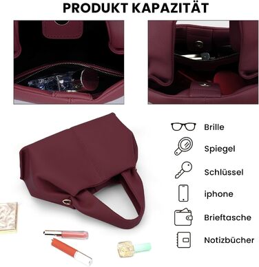 Сумка JQWYGB Cloud Pouch, сумка для пельменів, клатч, сумка, жіноча сумка-тоут, сумка через плече, ретро-сумка через плече зі знімним ремінцем, бордовий