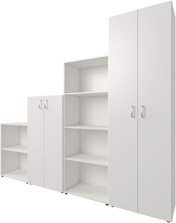 Полиця mbelando, книжкова шафа, окремостояча полиця, дерев&39яна полиця, бічна полиця, офісна полиця Trio 5&39 White White 5 відділень