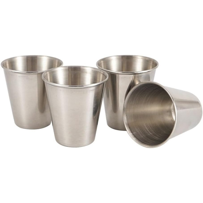 Набір з 4 маленьких портативних винних келихів Amosfun з нержавіючої сталі, 50 мл, для кемпінгу та використання на свіжому повітрі з сумкою для зберігання, що складаються, без запаху, колір A