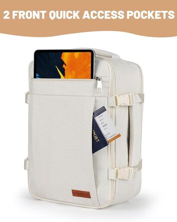 Рюкзак для ручної поклажі Ryanair 40x20x25, поклажа під сидінням, максимальний розмір поклажі для подорожей у салоні, сумка для перельоту, сумка для багажу на вихідні з плечовим ременем, сумка-дама, спортивна сумка - 20 л, колір слонової кістки 40x20x25 с