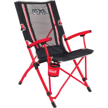Крісло Coleman Bungee Chair зі сталевим каркасом для відпочинку, кемпінгове крісло з підлокітниками та підсклянником, сумка для перенесення, до макс. 136 кг