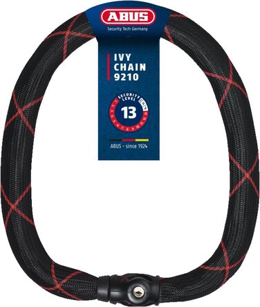 Ланцюговий замок ABUS Ivy Chain 9210 Велосипедний замок із загартованої сталі Ланцюг товщиною 10 мм Рівень безпеки ABUS 13 Чорний 140 см Ivy 9210 Одинарний