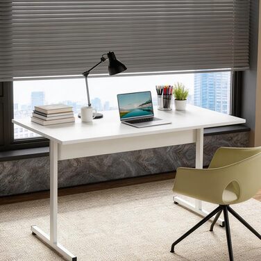 Письмовий стіл 80 x 50 см, офісний стіл з цільною дерев&39яною стільницею, комп&39ютерні столи для офісних робочих місць, стіл для спальні та вітальні, білий 0,8 x 0,5 м