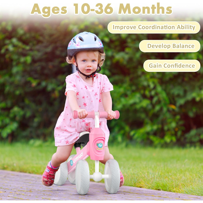 Дитячий велосипед-балансир URMYWO від 1 року, іграшка-балансир для дитини 10-24 місяців, перший велосипед без педалей з 4 колесами