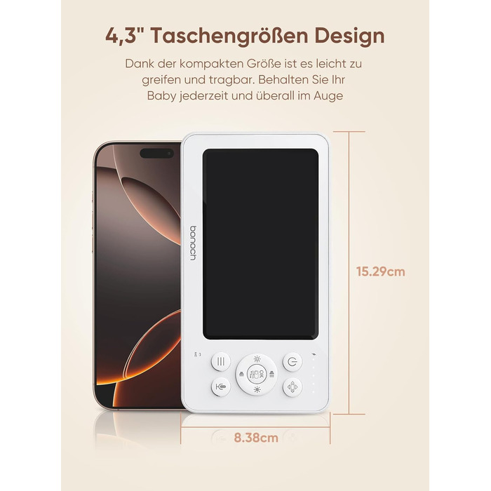 Відеоняня з 2 камерами, відеоняня 4,3 дюйма 720p без Wi-Fi, акумулятор 4000mAh, нічне бачення, функція двостороннього аудіо, режим