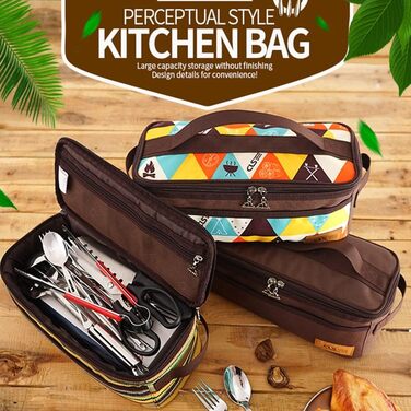 Сумка для столових приборів, сумка для зберігання столових приборів на вулиці, палички для їжі, ложка, сумка для посуду, органайзер для столових приборів для кемпінгу, ручка для перенесення, барвиста