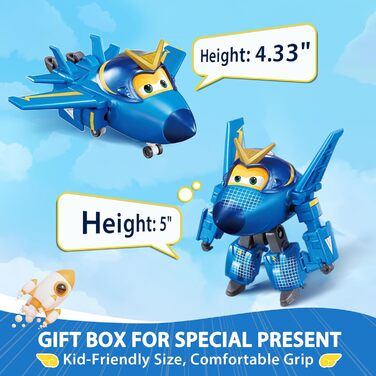 Літак Super Wings Jerome, іграшка-трансформер та фігурка робота, мультяшна іграшка для дітей віком від 3 до 8 років, хлопчики, дівчатка 12 см, синій