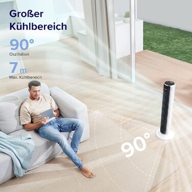 Безшумний баштовий вентилятор Levoit 28 дБ з розширеним режимом сну, вентилятор 7 м/с з дистанційним керуванням, баштовий вентилят