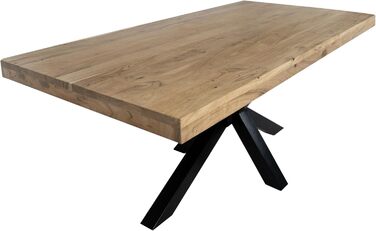 Обідній стіл SAM 200 x 100 см Rio, обідній стіл натурального кольору, масив акації, чорний металевий каркас-павук, прямі краї 200 x 100 см натуральний колір / чорний