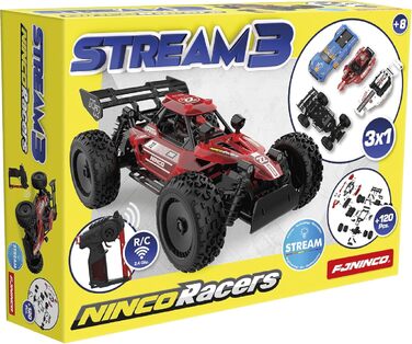 Конструктор радіокерованого авто NincoRacers Stream 3 RC-машина для самостійного збирання (120 деталей) Технічна іграшка з 3 кузовами Для дітей від 8 років (NH93180)