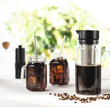 Кавоварка Xavax Cold Brew (кавоварка холодного заварювання, чай і кава 2в1, кавоварка та чайник, пляшка холодної кави 1 л, склянка холодного заварювання для кави з льодом, триколатний заварник, кавоварки)