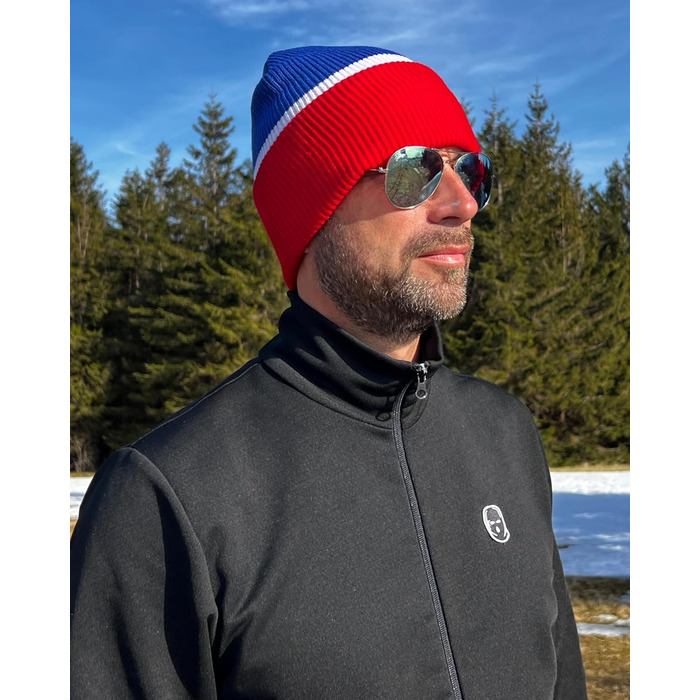 Шапка/Балконний Troublemaker 2 в 1 Синій Білий Червоний Смугастий Маска Шапка Балаклава Ультрас Лижні Хулігани