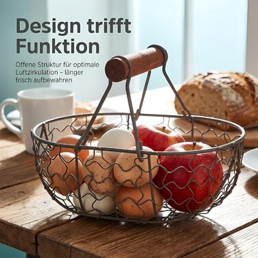 Дротяний кошик для яєць Gatuida для колекціонування Ретро металевий кошик для врожаю, дротяний кошик для зберігання, кухонний органайзер для яєць, фруктів, хліба для дому та вечірки