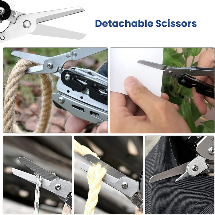 Мультитул Плоскогубці 12 в 1 з нержавіючої сталі, знімні складні ножиці, складні багатофункціональні плоскогубці, з 9 насадками дл