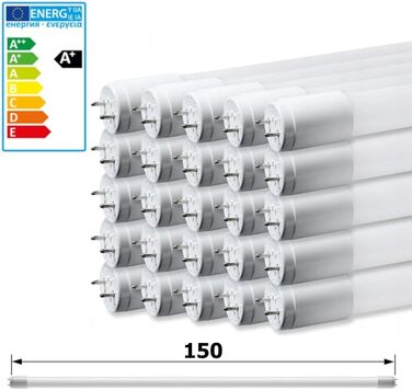 Упаковка LED люмінесцентна лампа 150см GLASS T8 G13 24W неонова трубка трубка лампа трубка трубка (теплий білий), 25-