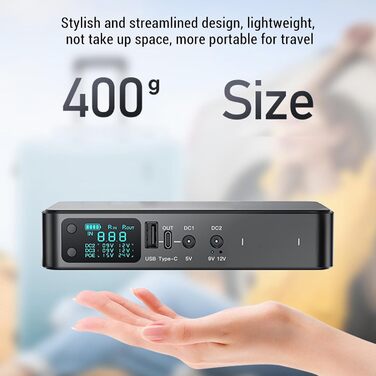 Мобільний резервний акумулятор UPS, 18000mAh, безперебійне живлення з виходами Type-C USB 5V DC 5V 9V 12V та роз'ємами для роутерів/модемів