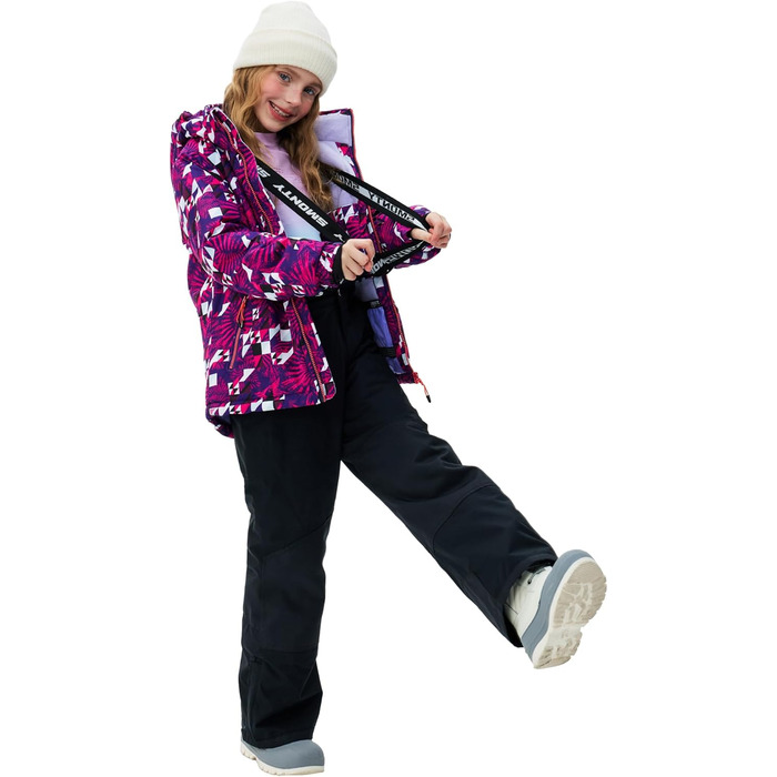 Зимовий комбінезон для дівчаток, комплект з лижної куртки та штанів, капюшон з бретелями, вітрозахисний, водонепроникний, теплий, розмір 140-152, яскраво-рожевий