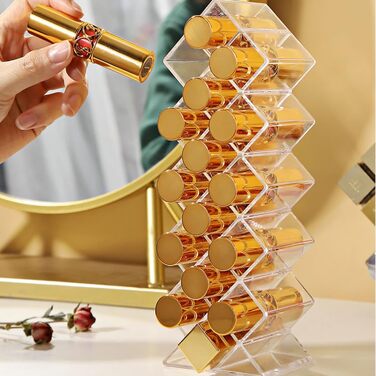Секційний акриловий органайзер для зберігання помади, органайзер для блисків для губ, тримач для помади, органайзер для макіяжу, тримач для помади для туалетного столика у ванній кімнаті, 2-