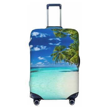 Чохол для валізи з романтичним пляжним принтом, еластичний захист від подряпин та пилу, чорний, розмір 90
