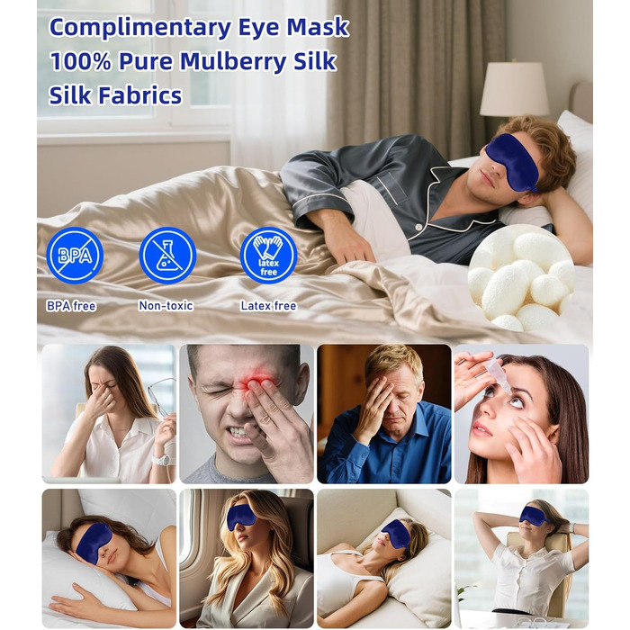 Регульований носильник для шиї надувна подушка для шиї з маскою для сну, підтримка шиї для шийного відділу хребта та полегшення болю в шиї для подорожей, роботи та кемпінгу (синій) Синій 1