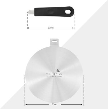 Пластина індукційного адаптера 20 см, індукційний дифузор зі знімною ручкою, індукційна плита, тепловий дифузор для кавоварок і кухонного приладдя