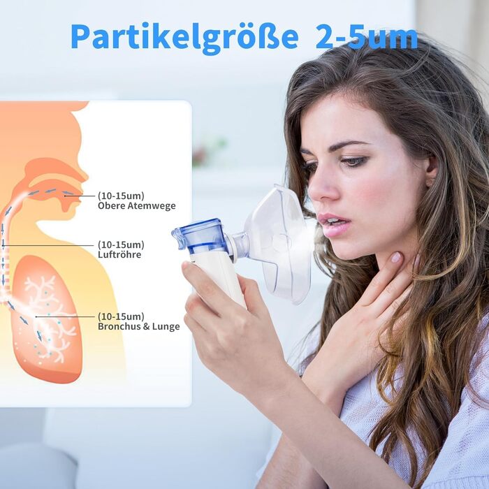 Інгалятор для дітей та дорослих, інгалятор-небулайзер, портативний інгалятор від респіраторних захворювань, що перезаряджається Ефективний, регульований розпилювач Низький рівень шуму, самоочищення