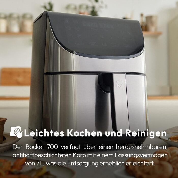 Аерофритюрниця Ємність 7 л і потужність 1700 Вт Світлодіодний сенсорний екран і кошик з антипригарним покриттям Фритюрниця Регульована температура 80-200C, 700