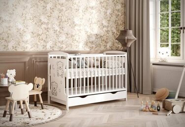 Дитяче ліжко універсальне Тед 60x120 см, включаючи шухляду та комплект для переобладнання