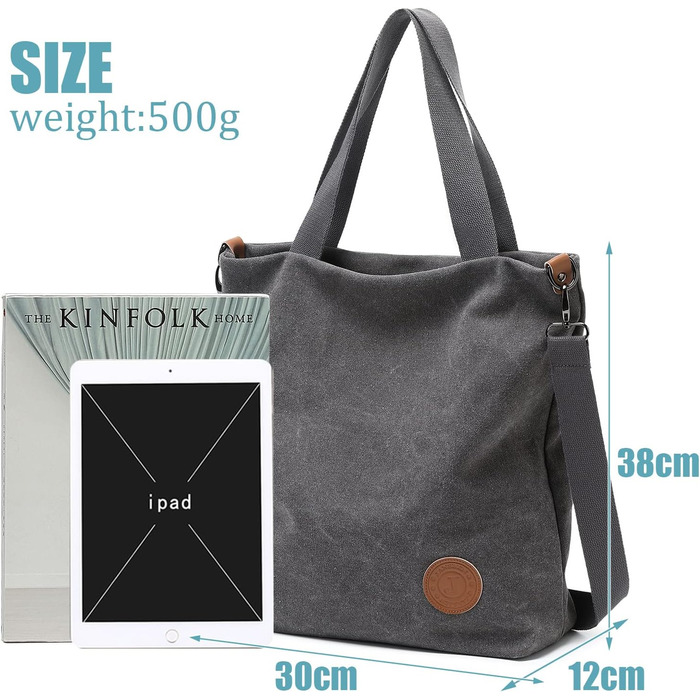 Жіноча полотняна сумка через плече Пляжна сумка Випадкові багатофункціональні сумки через плече Великі для роботи Школи Покупця Ви