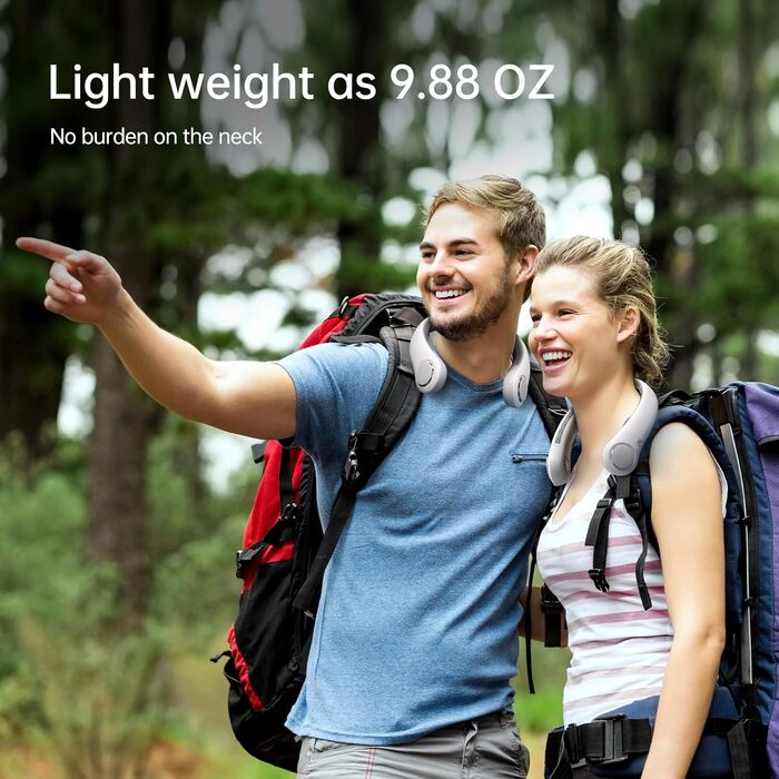 Портативний шийний вентилятор JISULIFE, підтримка шиї, особистий Hands Free, 5-швидкісне регулювання передач, 3900 мАг, які можна носити, перезаряджаються, подарунки для жінок і чоловіків - темно-сірий