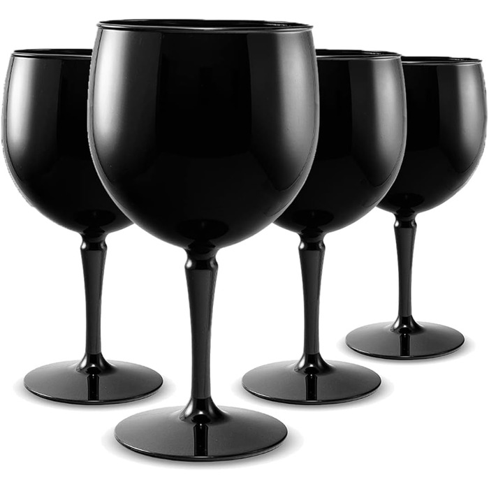 Преміум пластик небиткий багаторазовий 45cl, 4 шт. и 4 Count (Pack of 1) Стакани для коктейлів Balloon Gin Glasses Black