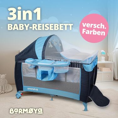 Дитяче ліжечко-дорожнє 3-в-1 з пеленальний килимок ліжечко, манеж та приліжкове ліжечко, регульована висота, москітна сітка та сонцезахисний капюшон, складне, включаючи сумку для перенесення (сіре)