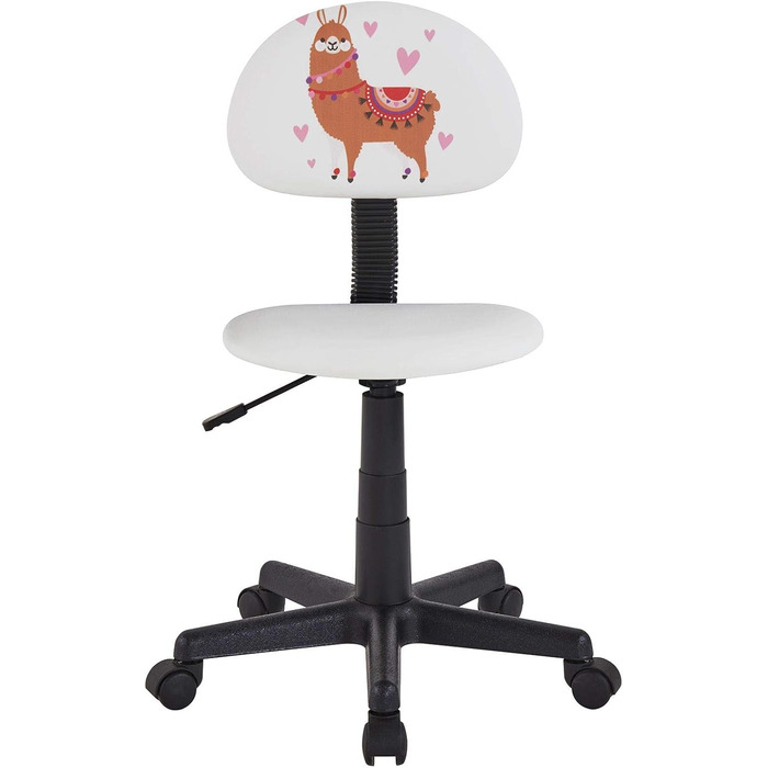 Обертовий дитячий стілець CARO Furniture Alpaca, штучна шкіра білого кольору, ергономічний дитячий стілець з регульованою висотою та мотивом лами, стілець на коліщатках