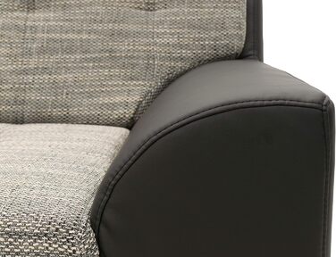 Колекція кутовий диван Treviso, L-подібний диван зі штучної шкіри та тканої тканини, кутовий диван, диван, м&39який кутовий модуль, 267 x 178 x 83 см (Ш x Г x В), сірий/чорний, шезлонг з лівим бортом, чорно-сірий