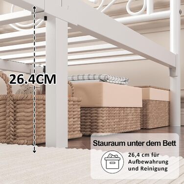 Ліжко 140x200 з узголів&39ям та узніжжям у формі метеликів/основа матраца/місце для зберігання речей під ліжком/рейковий каркас не потрібен/легке складання/тиха робота/білий 140 x 200 см