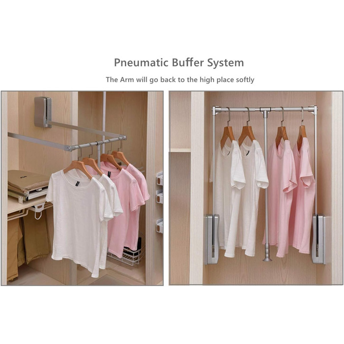 Розсувна вішалка для одягу Nisorpa, регульована, 8901210 мм, вішалка для одягу, велика розсувна вішалка для одягу, система зберігання з м&39яким поверненням та алюмінієвою штангою, компактна, вантажопідйомність 20 кг