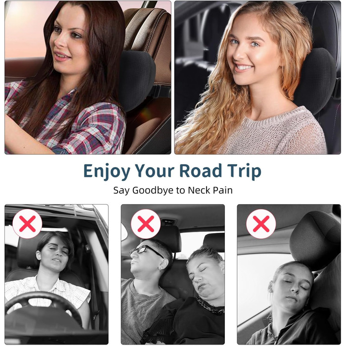Подушка для підголівника автомобіля, зручна подушка для підголівника для автомобілів, 100 піна з ефектом пам&39яті, подушка для шиї автомобіля для керування автомобілем, універсальна посадка, дорожня подушка для знеболення під час керування автомобілем, 2