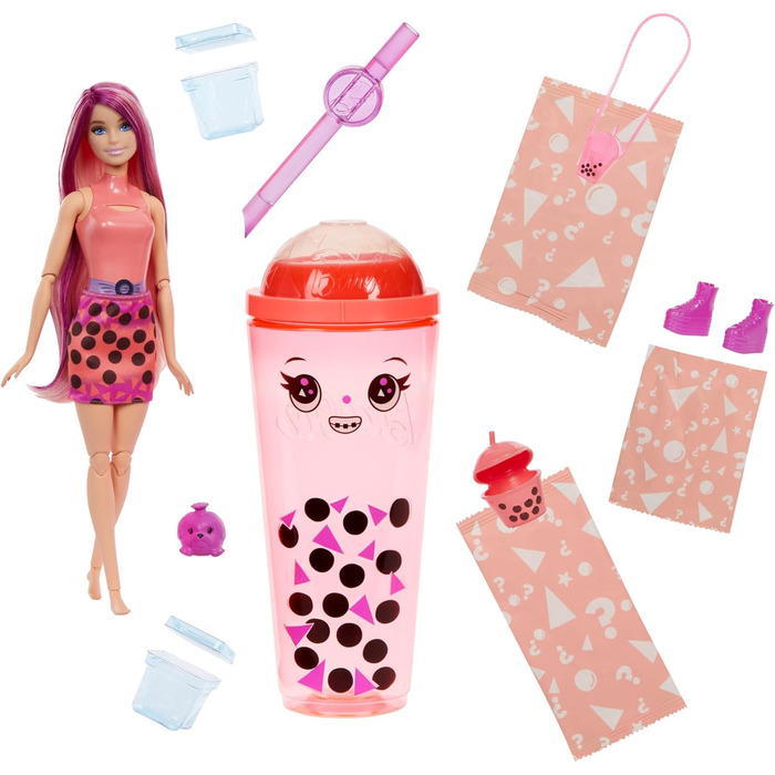 Лялька та аксесуари серії Barbie Pop Reveal Bubble Tea, модна лялька з ароматним манго-мочі з домашнім улюбленцем, 8 сюрпризів, вк