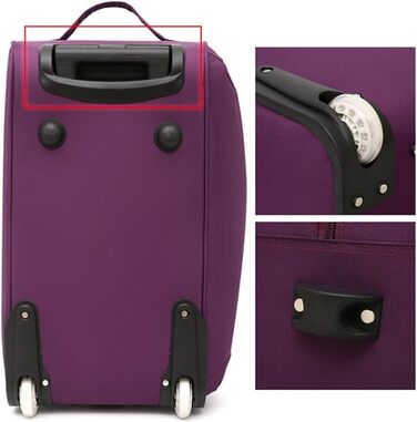 М'яка валіза на колесах, водонепроникна та легка дорожня сумка, ручна поклажа для бізнесу, універсальний візок для подорожей (чоловіча/жіноча), сумка для коротких поїздок на вихідні. Колір фіолетовий, розмір 19 дюймів (фіолетовий)