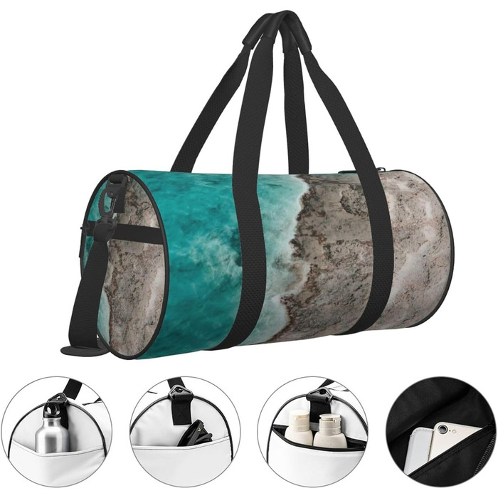 Спортивна сумка, дорожня сумка, стильний принт для пляжу, сумка на нічліг, чорна, універсальний розмір, сумка для подорожей