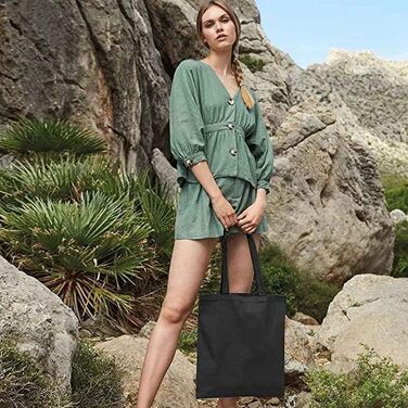 Високоякісна багаторазова бавовняна сумка-шопер для покупок, 100% натуральний льон,  екологічна багаторазова сумка для їжі та повсякденного використання, чорна