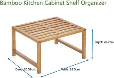 Кухонна полиця Yisen, кухонний органайзер, тримач для спецій, штабелюється, органайзер для полиць з масиву ясена для кухні, для ванної кімнати (комплект з 2 шт.)