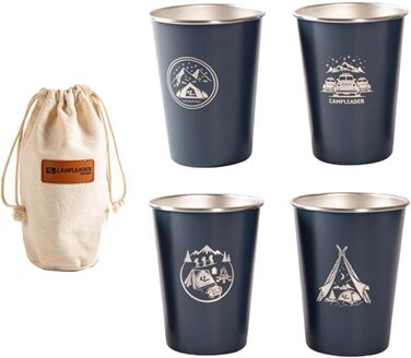 Чашки для активного відпочинку, виготовлені з нержавіючої сталі, що штабелюється, ідеально підходять для кемпінгу, подорожей та щоденного використання. У комплект входять 4 склянки з нержавіючої сталі, столові прибори, посуд для вечірок та скелелазіння, ч