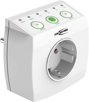 Енергозберігаюча розетка ANSMANN AES1.3 - розетка з таймером, що контролюється за часом, для зменшення енергоспоживання в режимі очікування, максимальна потужність 3680 Вт/16 А, проста у використанні